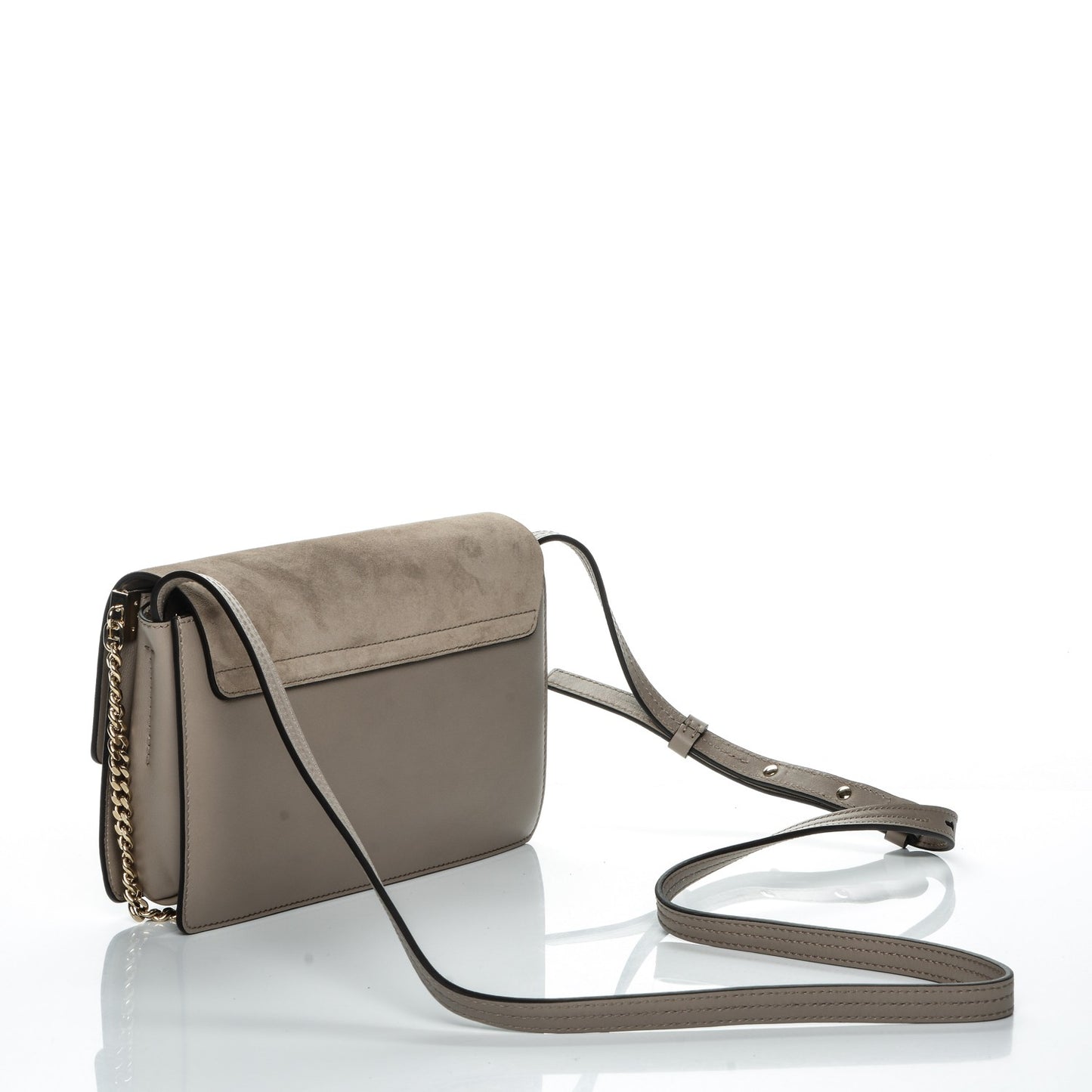 Suede Calfskin Small Faye Shoulder Bag Motty Grey