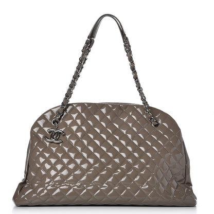 Chanel Patent Quilted Maxi Just Mademoiselle Bowling Bag Grey 1 of 15