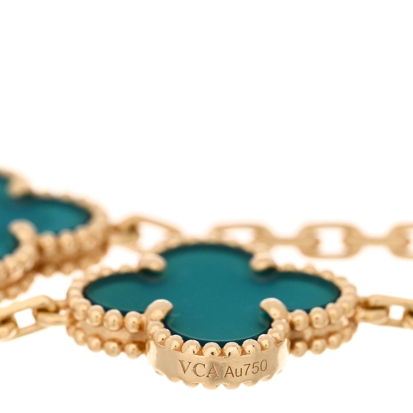 18K Yellow Gold Blue Agate 5 Motifs Vintage Alhambra Bracelet