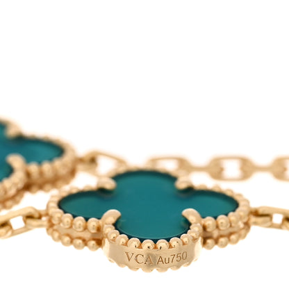 Van Cleef & Arpels 18K Yellow Gold Blue Agate 5 Motifs Vintage Alhambra Bracelet 3 of 5