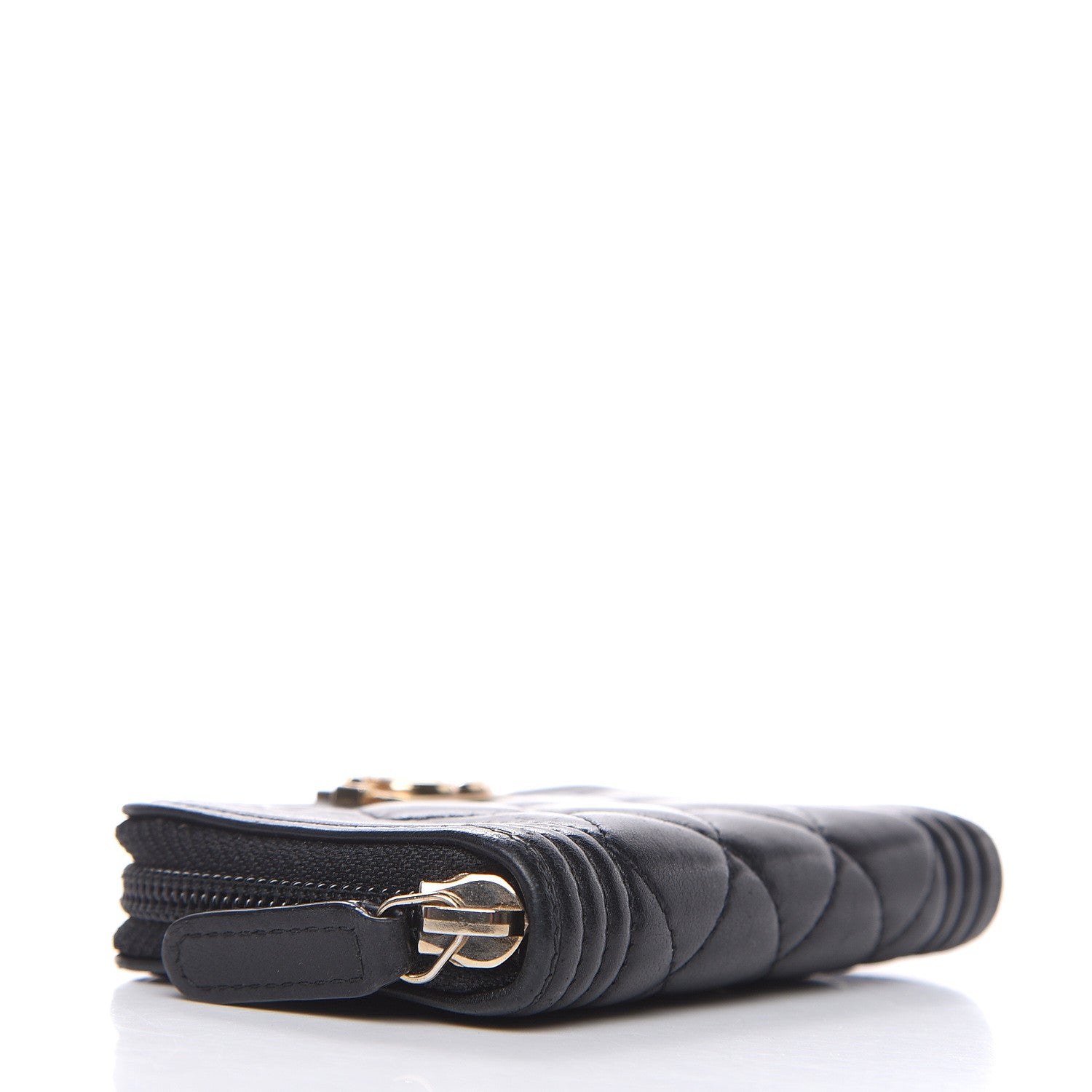 Chanel Lambskin Quilted Zip Around Boy Coin Purse Wallet Black 4 of 10