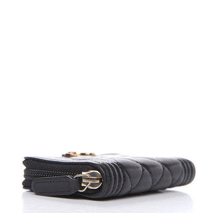 Chanel Lambskin Quilted Zip Around Boy Coin Purse Wallet Black 4 of 10