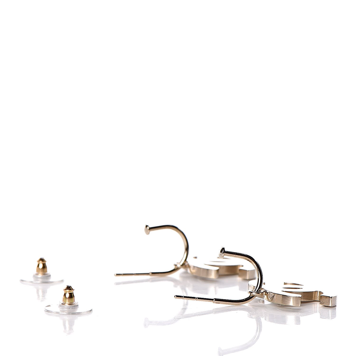 Chanel Pearlized Enamel CC Dangle Earrings Gold 3 of 5
