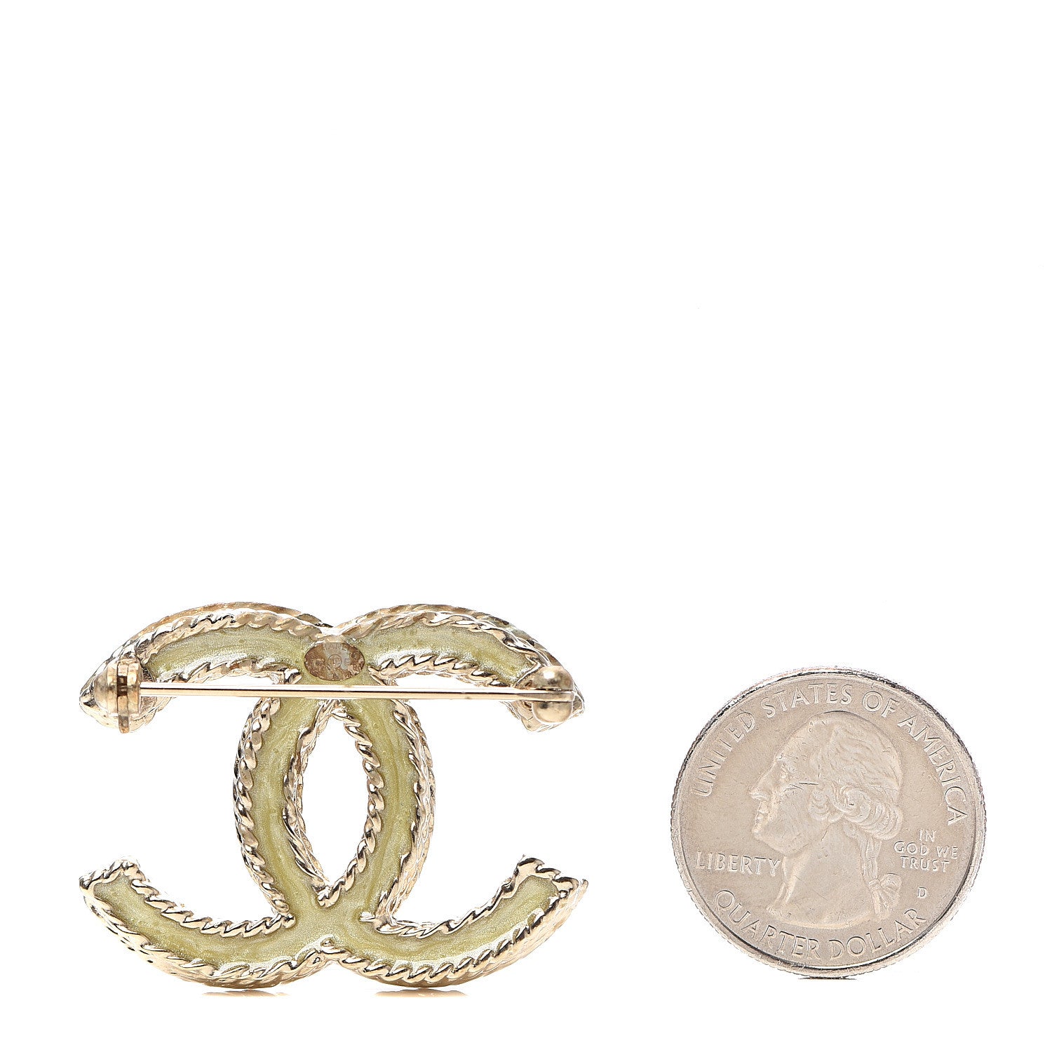Chanel Crystal CC Brooch Pin Light Gold 2 of 4