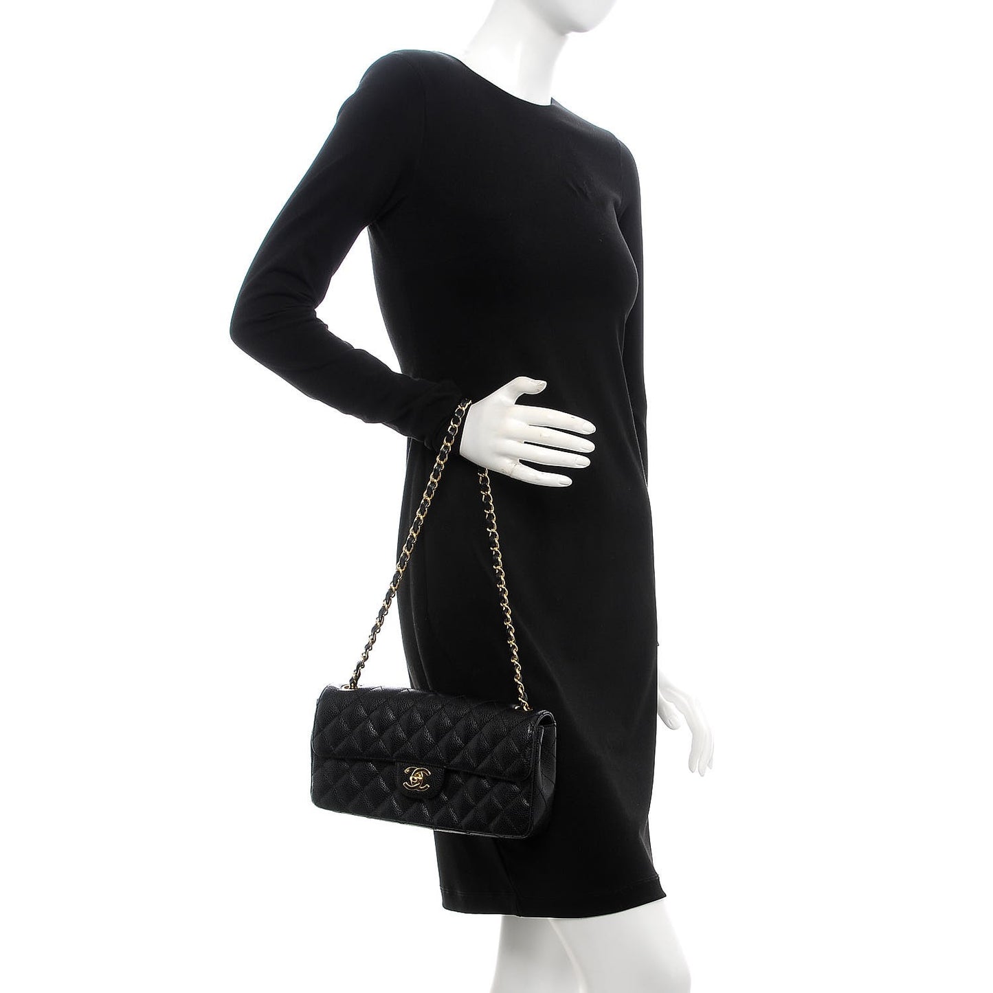 Caviar Quilted East West Flap Black
