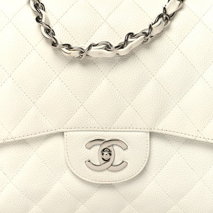Chanel Caviar Quilted Jumbo Single Flap White 8 of 13