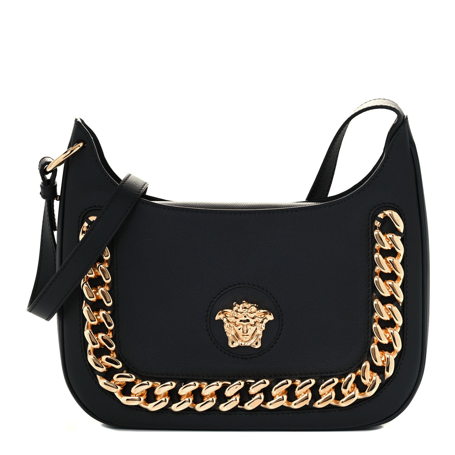 Versace Calfskin La Medusa Chain Hobo Bag Black 1 of 11