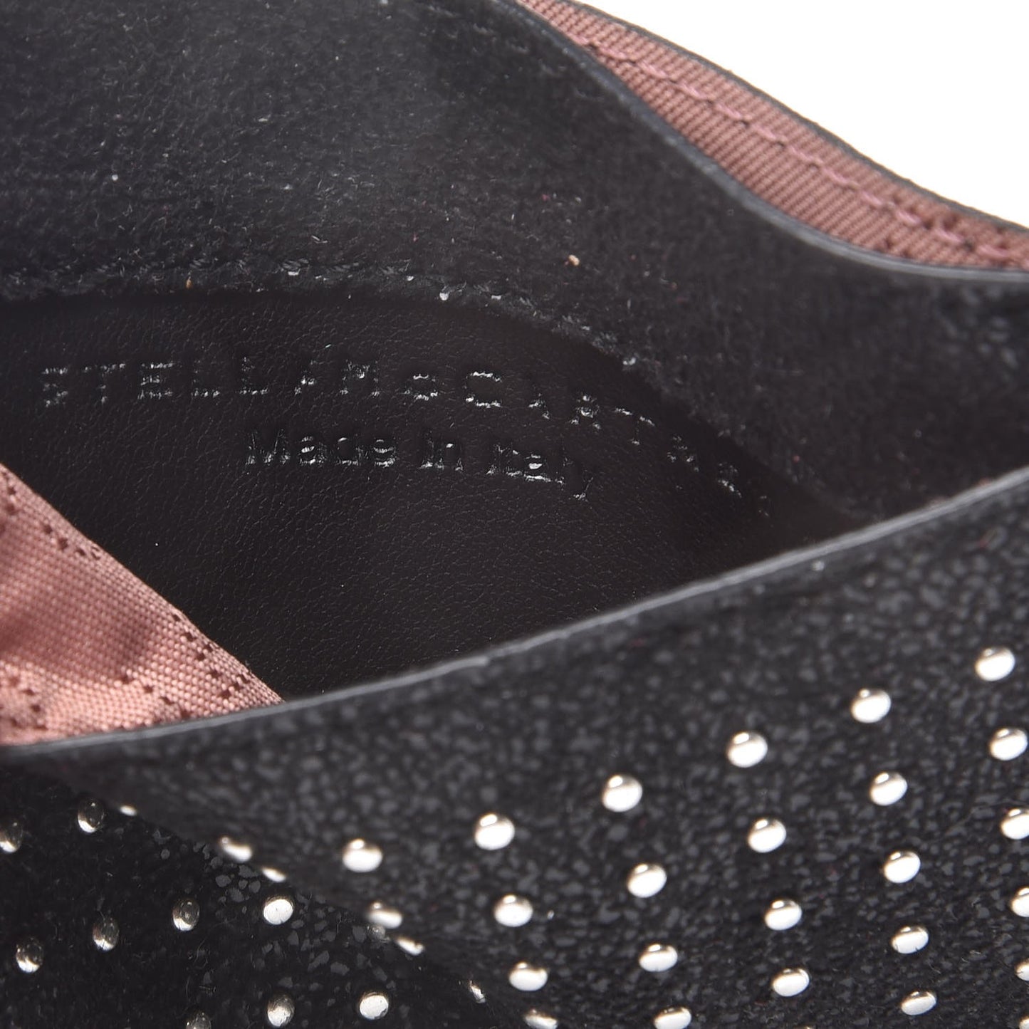 Shaggy Deer Studded Falabella Card Case Black