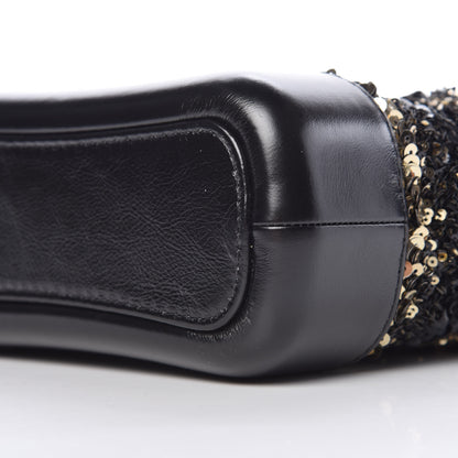Chanel Sequin Calfskin Small Gabrielle Hobo Black Gold 9 of 9