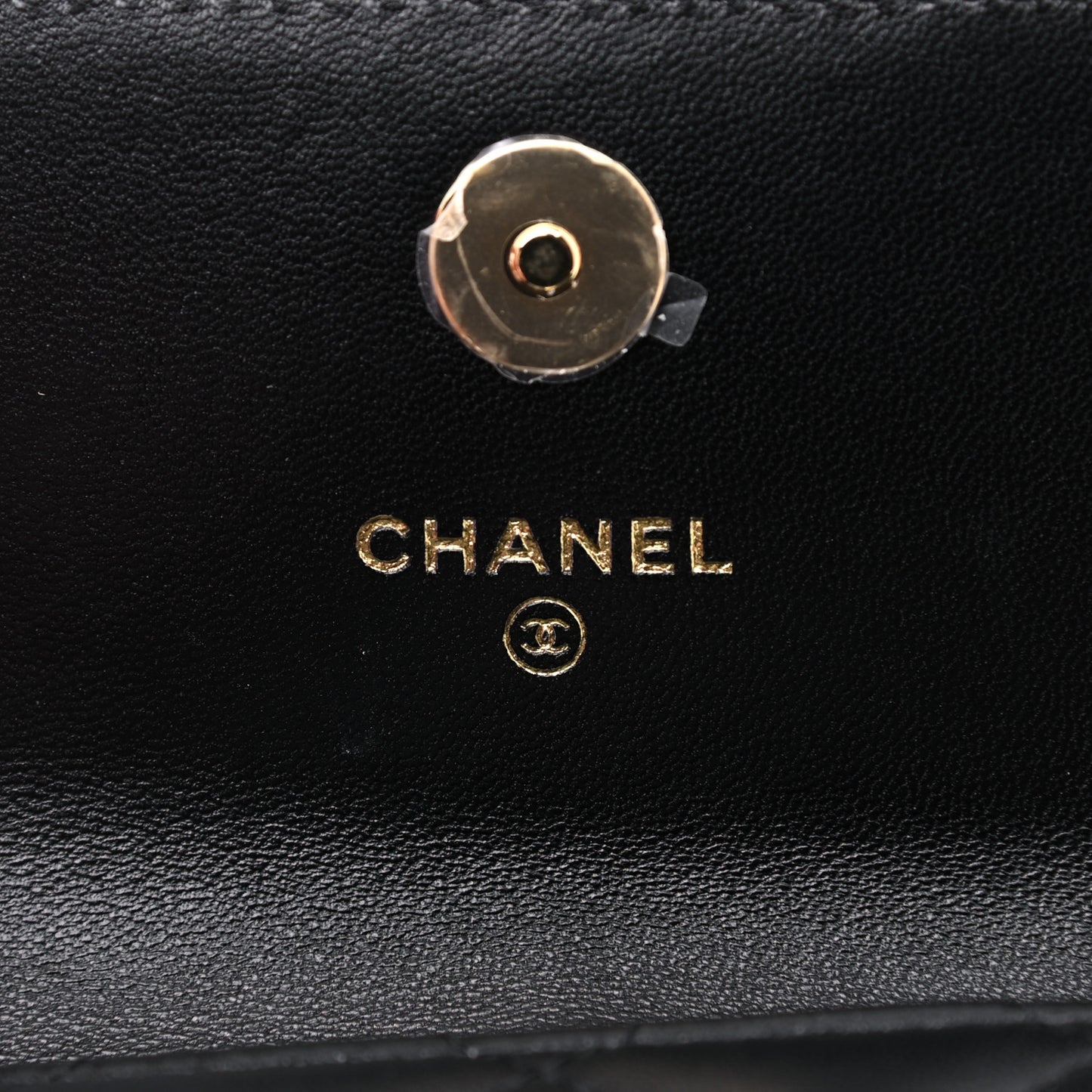 Lambskin Quilted CC Hook Card Holder Black