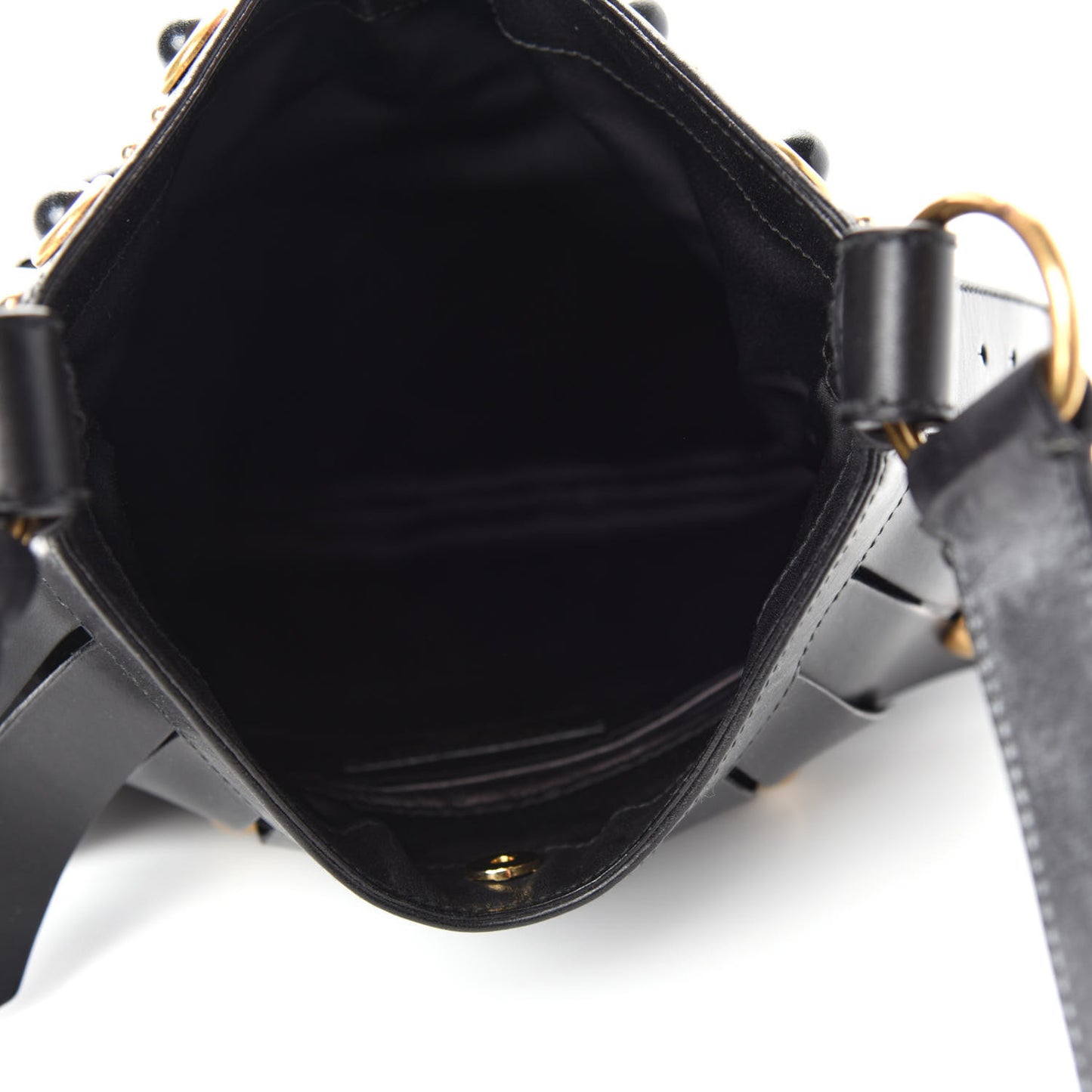Calfskin Studded Crossbody Bag Black