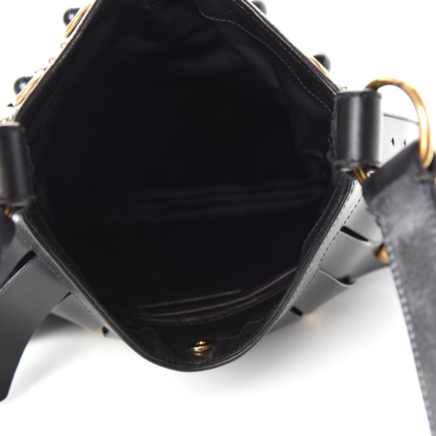 Saint Laurent Calfskin Studded Crossbody Bag Black 5 of 10