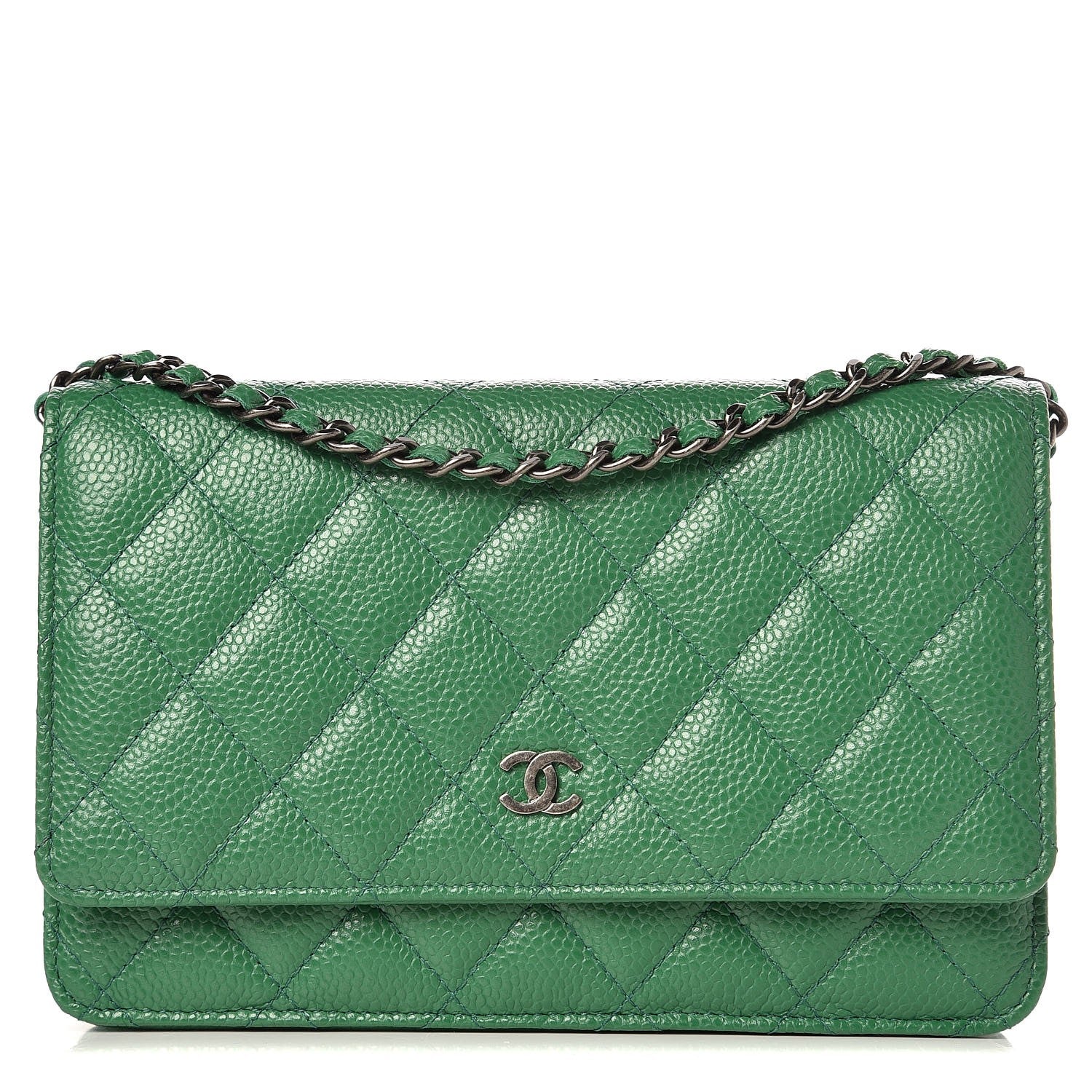 Chanel Caviar Quilted Wallet On Chain WOC Green 1 of 10
