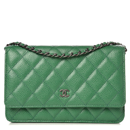 Chanel Caviar Quilted Wallet On Chain WOC Green 1 of 10
