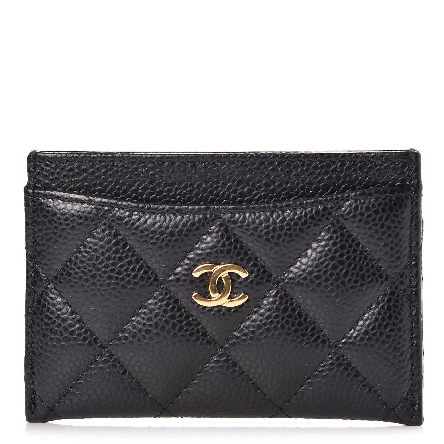 Caviar Quilted Card Holder Black