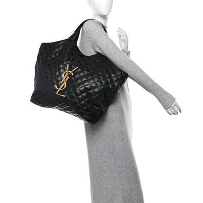 Saint Laurent Lambskin Quilted Maxi Icare Shopping Tote Black 2 of 12