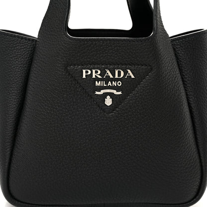 Prada Vitello Daino Soft Mini Dynamique Tote Black 7 of 9