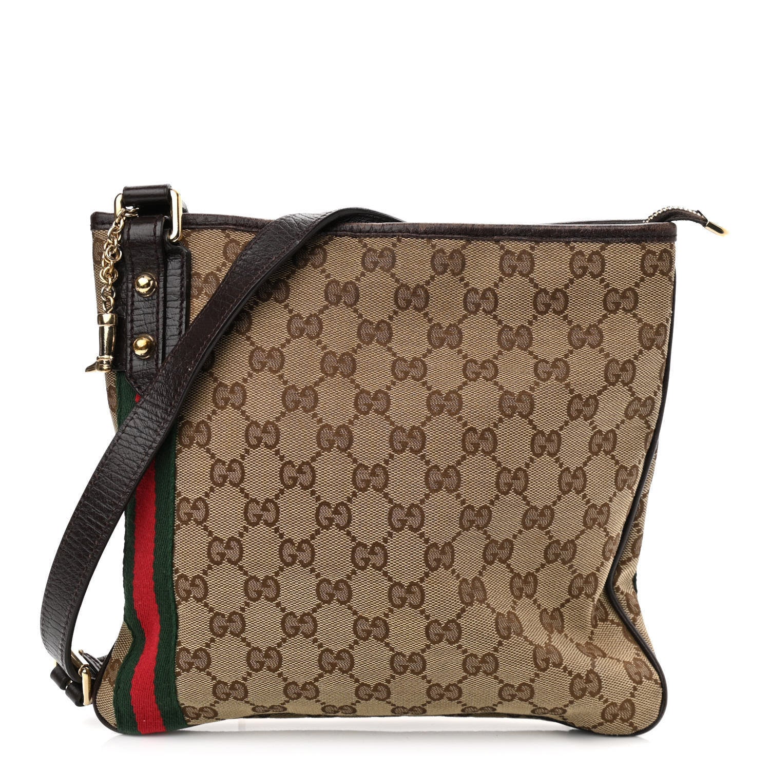 Gucci Monogram Web Jolicoeur Charms Messenger Dark Brown 1 of 11