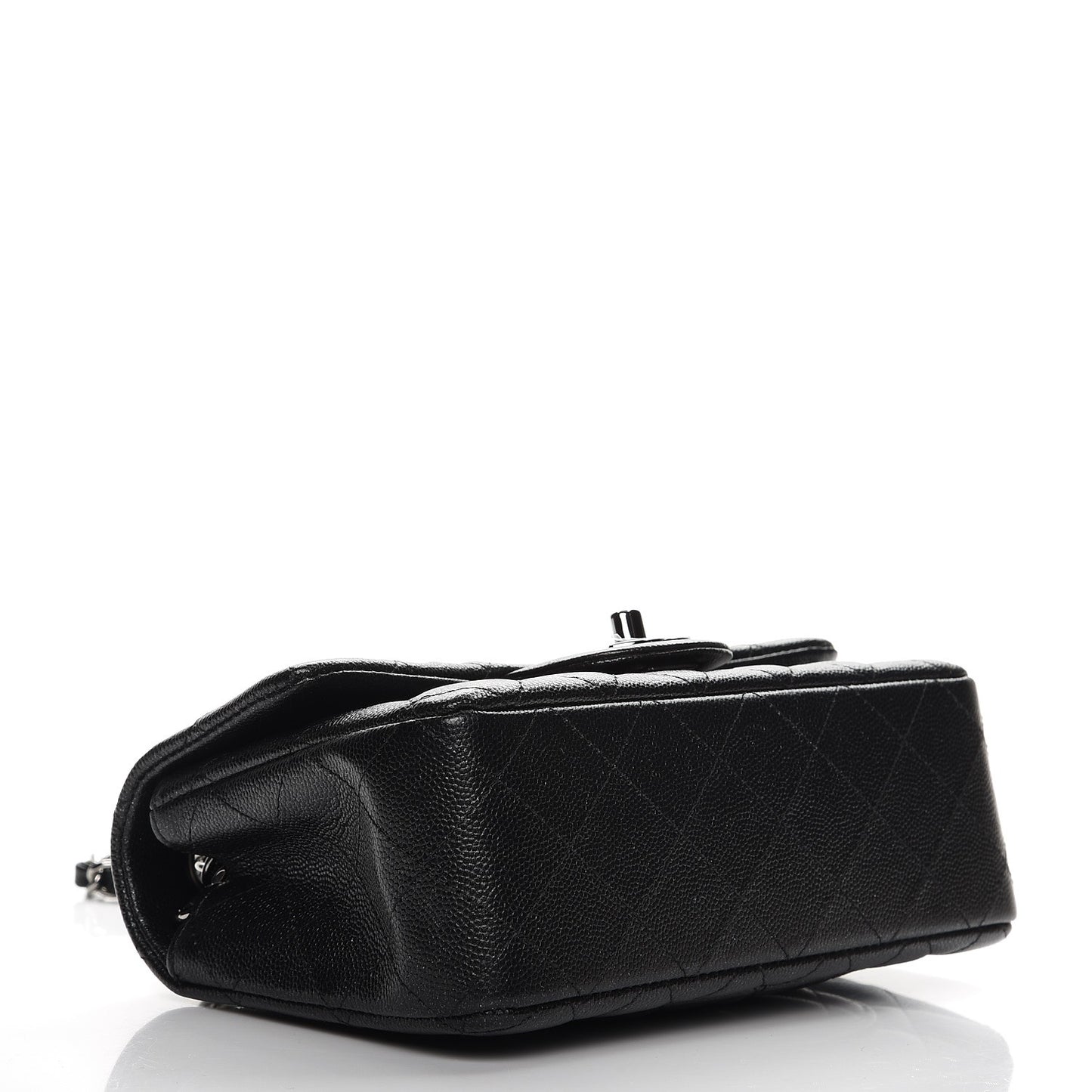 Iridescent Caviar Quilted Mini Rectangular Flap Black