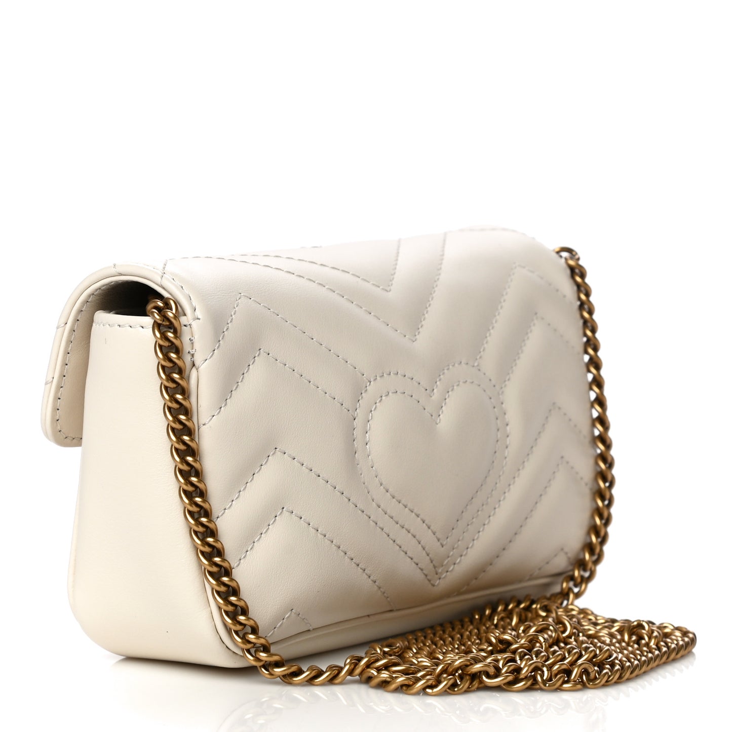 Calfskin Matelasse Super Mini GG Marmont Shoulder Bag White