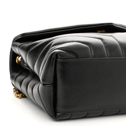 Saint Laurent Calfskin Y Quilted Monogram Small Loulou Chain Satchel Black 9 of 10