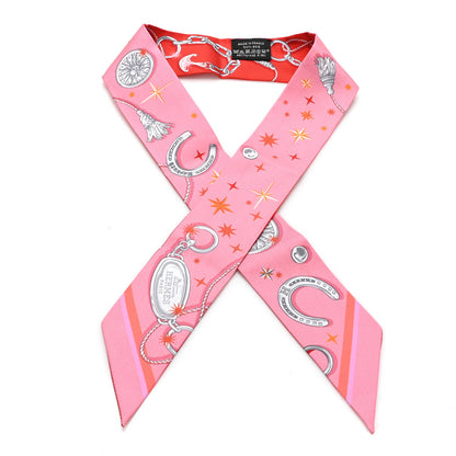 Hermes Silk C'est la Fete Twilly Rose Bonbon Orange 1 of 3