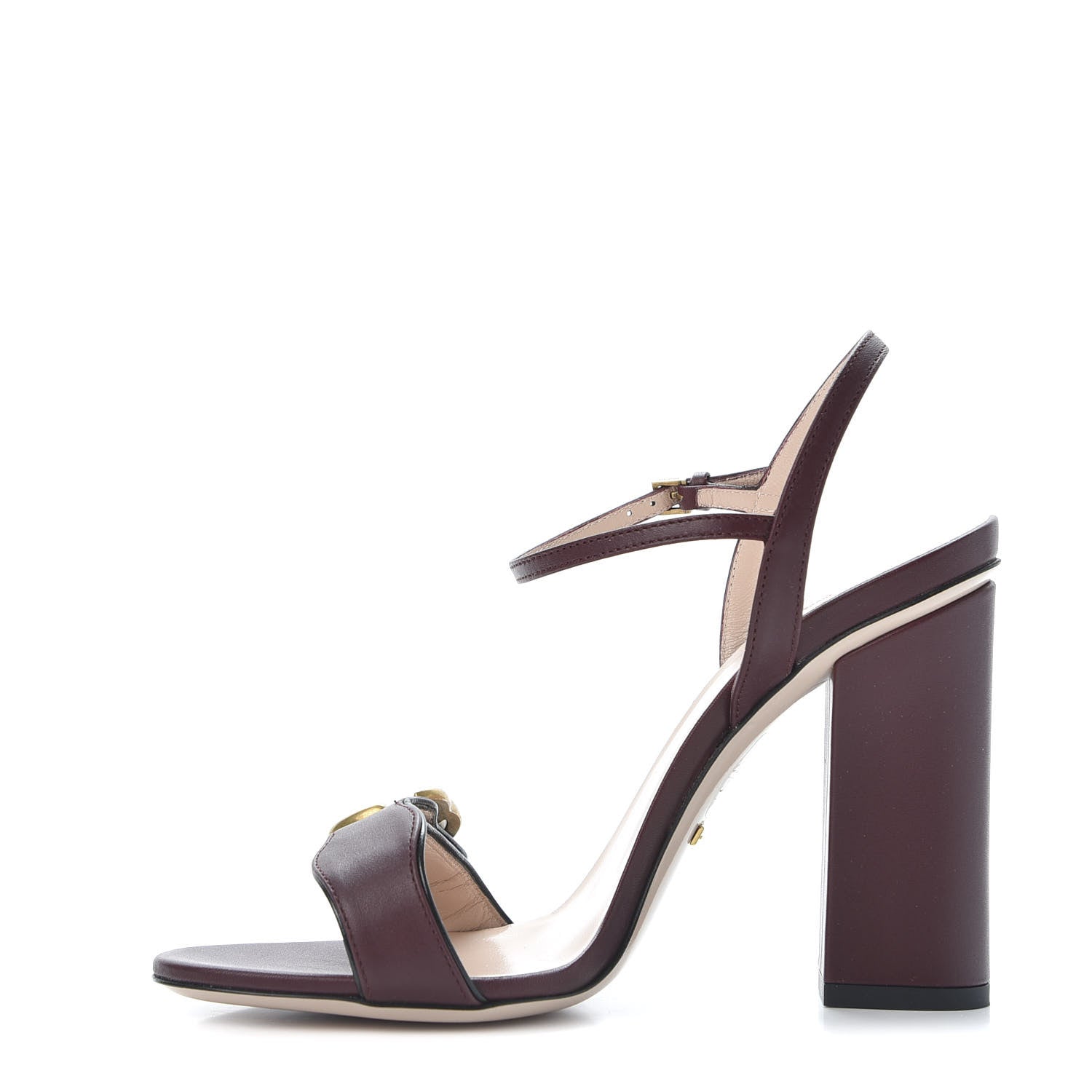 Gucci Lifford Calfskin GG Marmont Ankle Wrap 105mm Sandals 37 Vintage Bordeaux 1 of 10