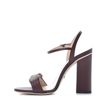 Gucci Lifford Calfskin GG Marmont Ankle Wrap 105mm Sandals 37 Vintage Bordeaux 1 of 10