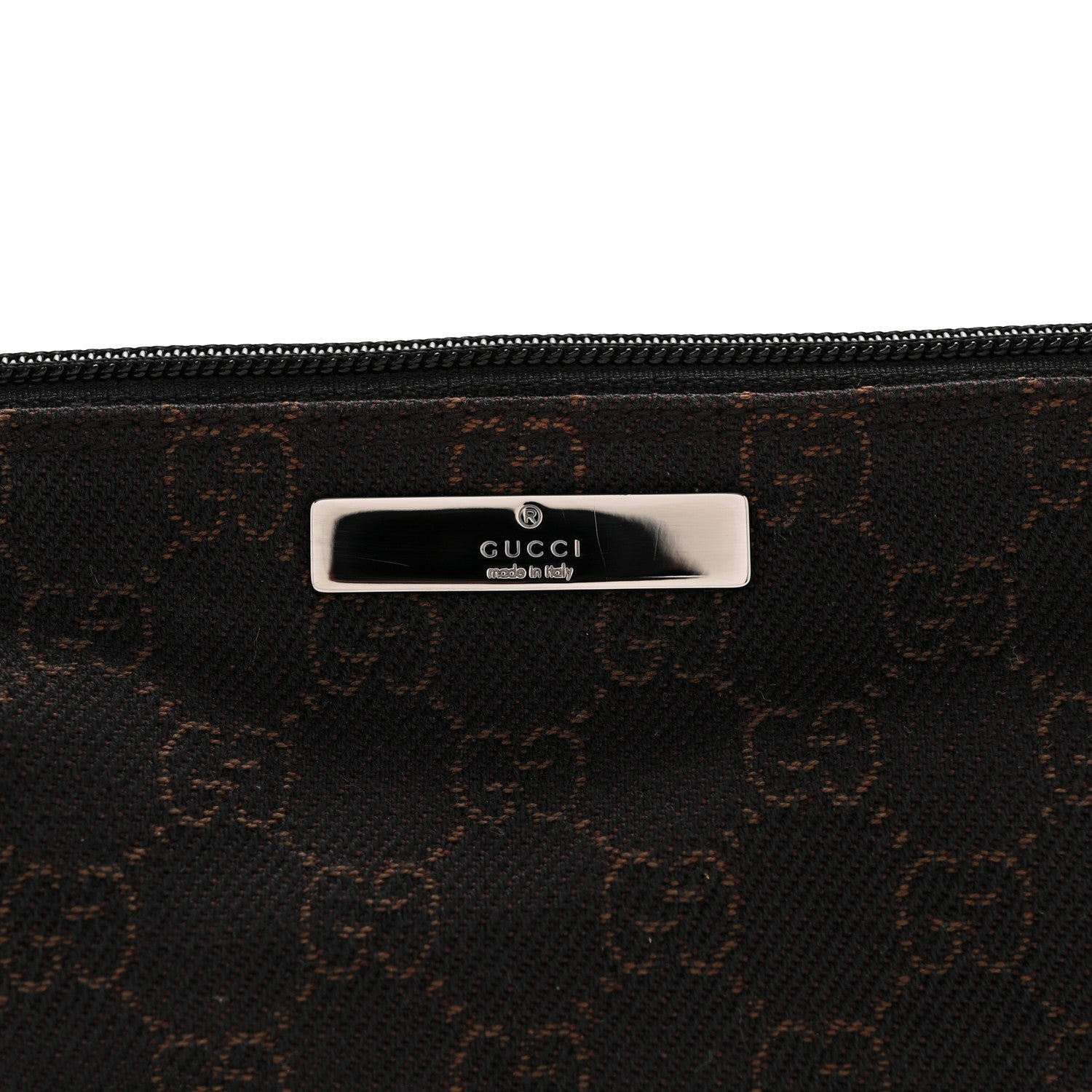 Gucci Denim Monogram Boat Pochette Dark Brown 11 of 13