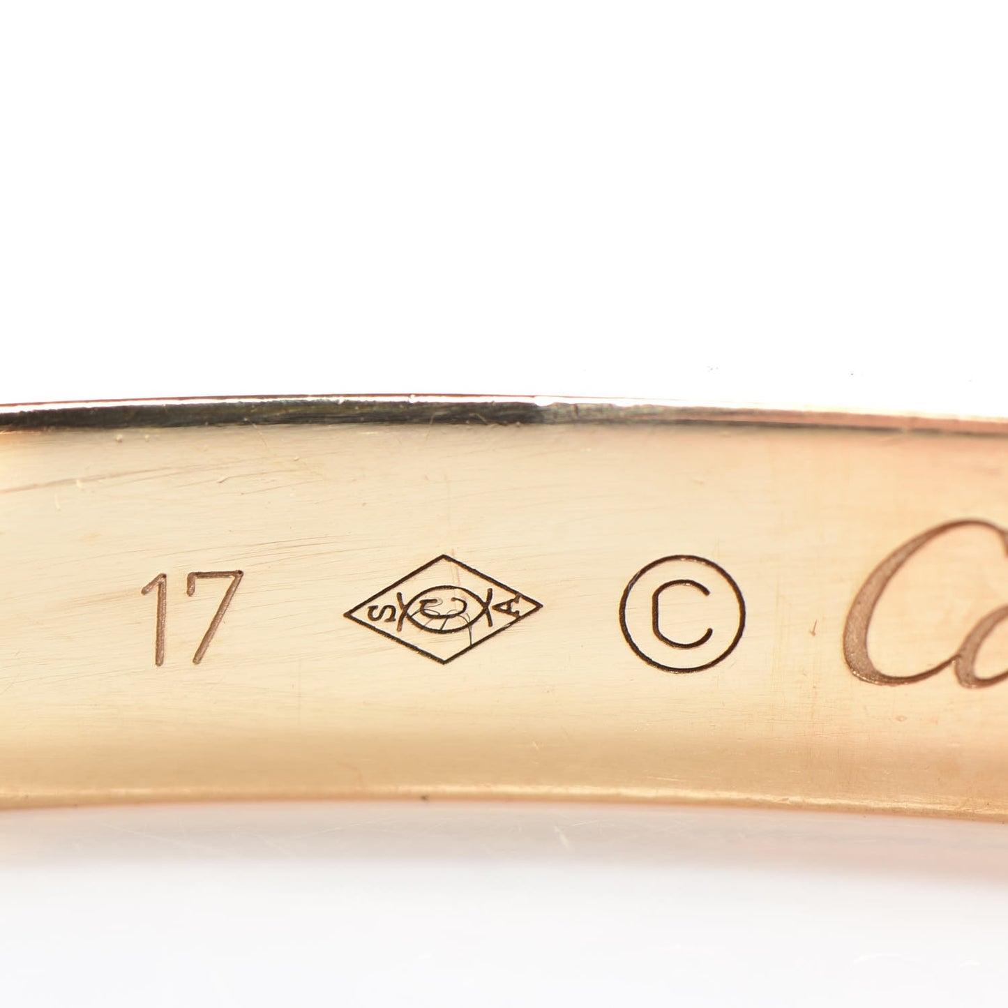 18K Yellow Gold LOVE Cuff Bracelet 17