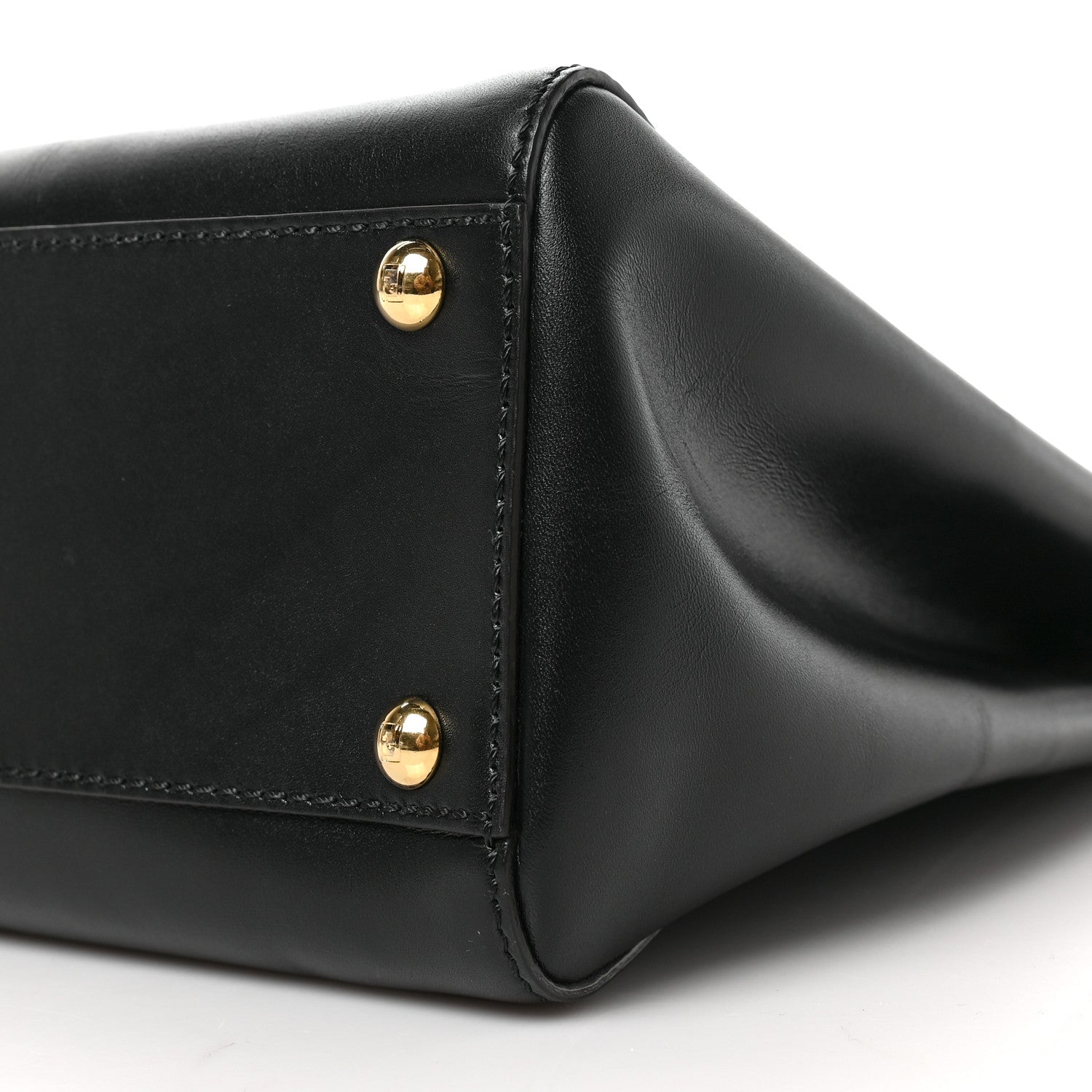 Fendi Vitello Morgan Fabric Jacquard Pequin Medium Peekaboo Iconic Satchel Black Tobacco 8 of 8