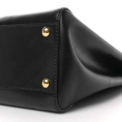 Fendi Vitello Morgan Fabric Jacquard Pequin Medium Peekaboo Iconic Satchel Black Tobacco 8 of 8