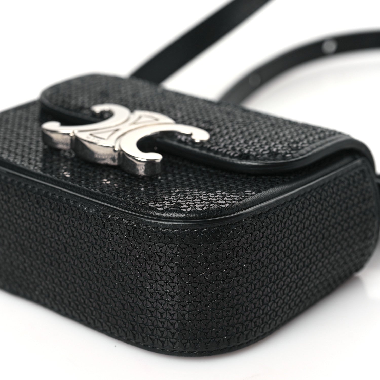Celine Sequin Calfskin Mini Triomphe Black 10 of 10
