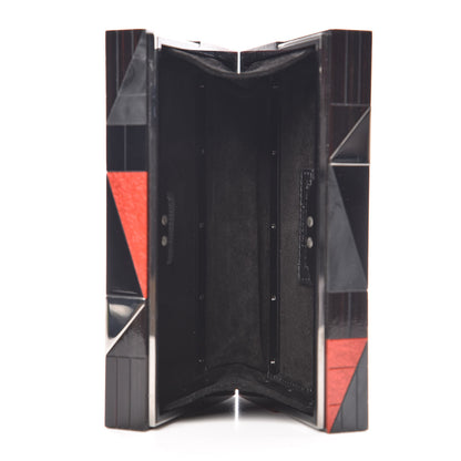 Burberry Rigid Perspex Mosaic Box Clutch Grey Red 5 of 10