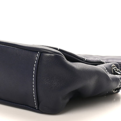 Chanel Lambskin Contrast Stitch Small Surpique Accordion Flap Navy 10 of 10