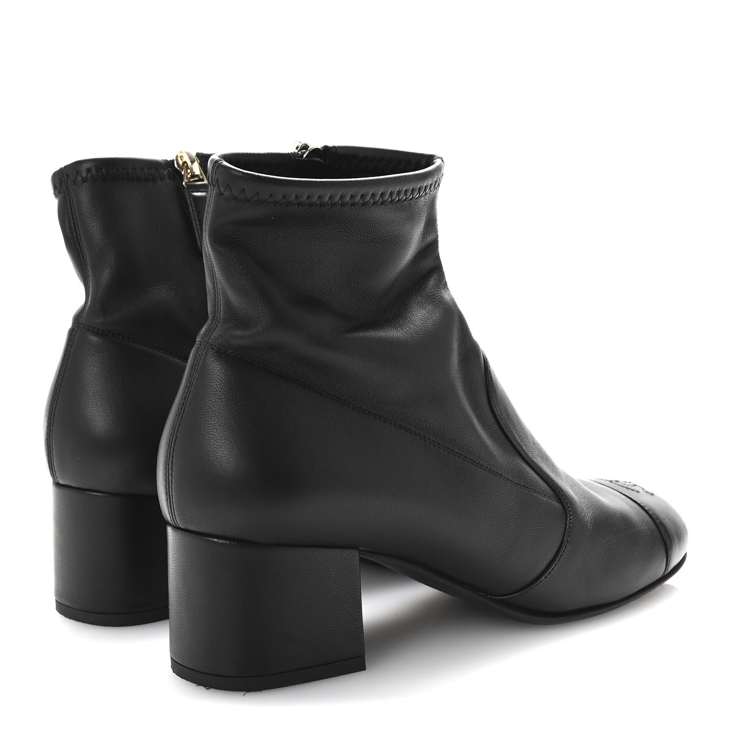 Chanel Stretch Lambskin Cap Toe CC Short Boots 38.5 Black 5 of 9