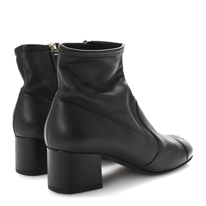 Chanel Stretch Lambskin Cap Toe CC Short Boots 38.5 Black 5 of 9