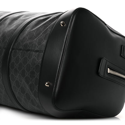 Gucci Soft GG Supreme Monogram Appia Calfskin Web Large Carry On Duffle Bag Black Grey 9 of 13