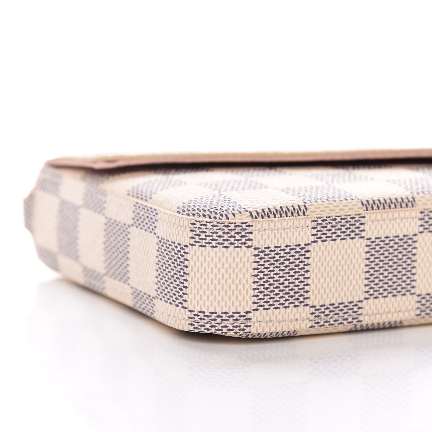 Damier Azur Pochette Felicie Chain Wallet Rose Ballerine