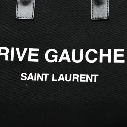 Saint Laurent Linen Calfskin Rive Gauche North South Tote Black 8 of 10