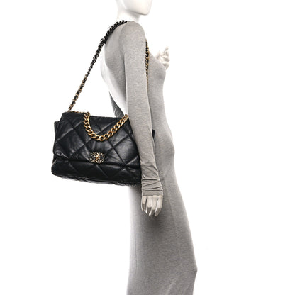 Chanel Goatskin Quilted Maxi Chanel 19 Flap Black 2 of 10