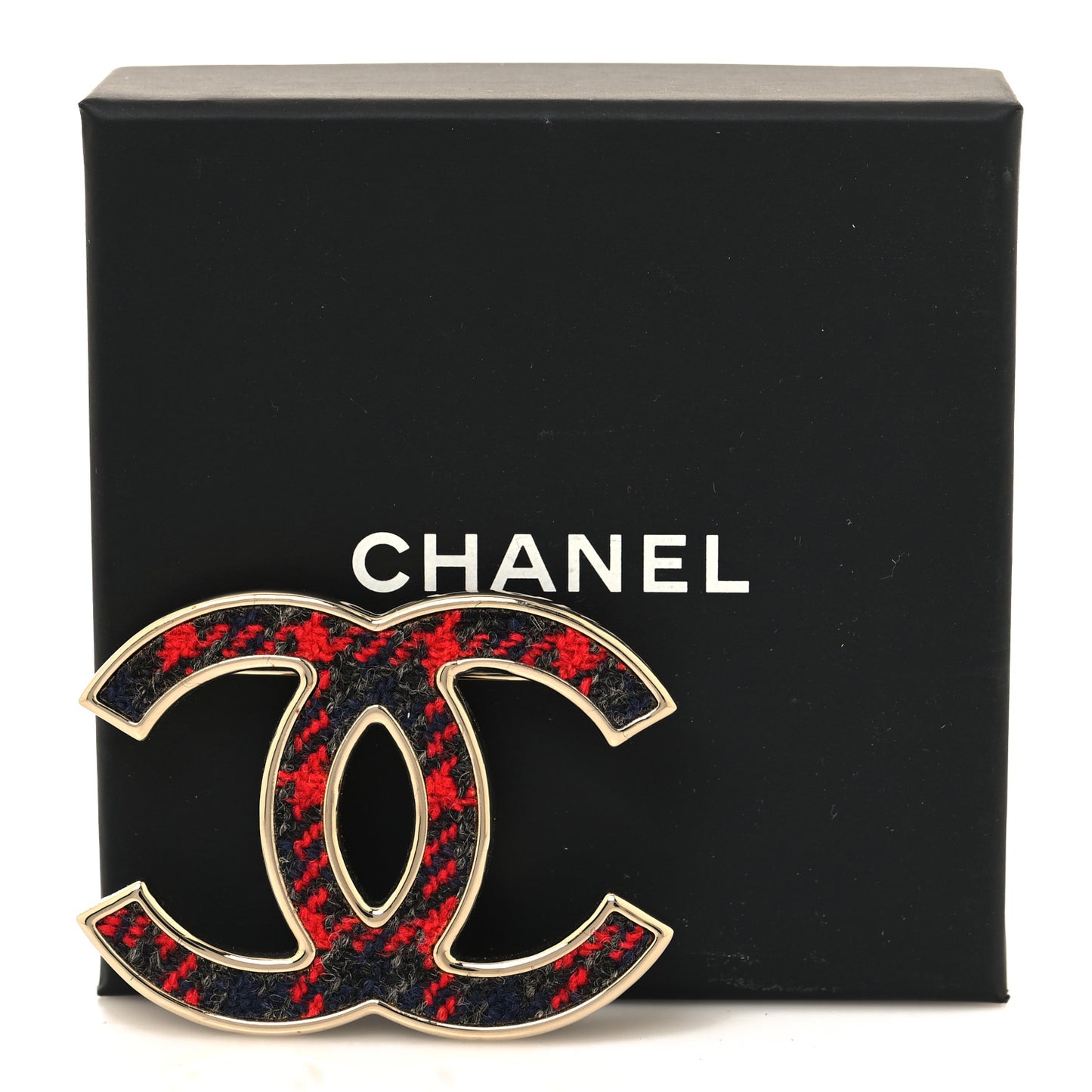 Tweed CC Brooch Silver Multicolor
