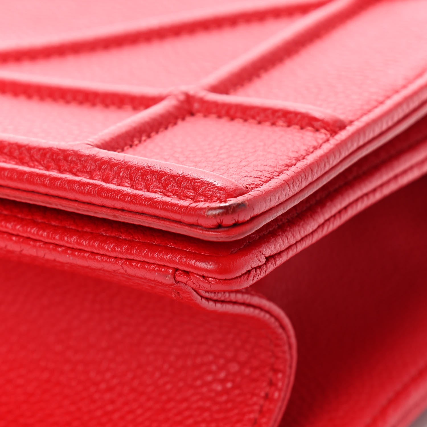 Christian Dior Grained Calfskin Small Diorama Flap Bag Red 9 of 11