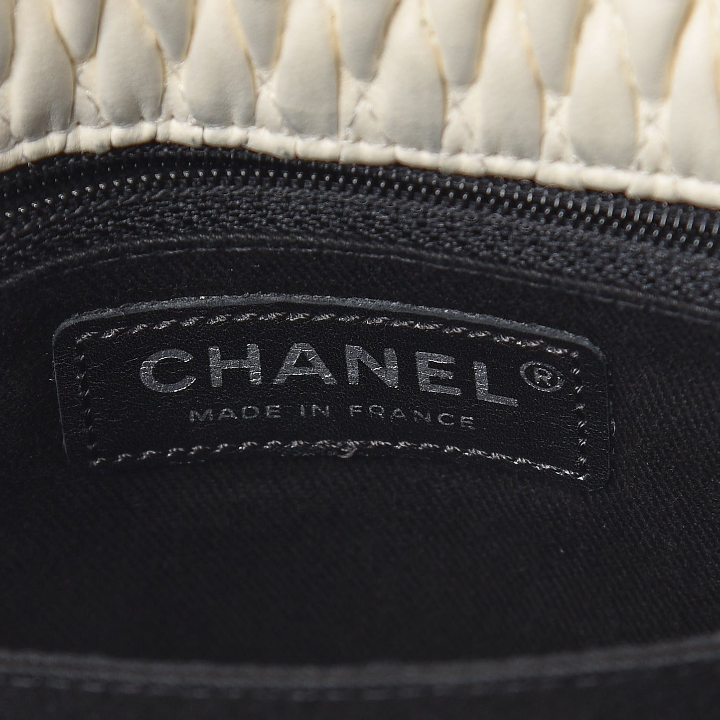 Vinyl Lambskin Quilted Shoulder Flap Beige Black