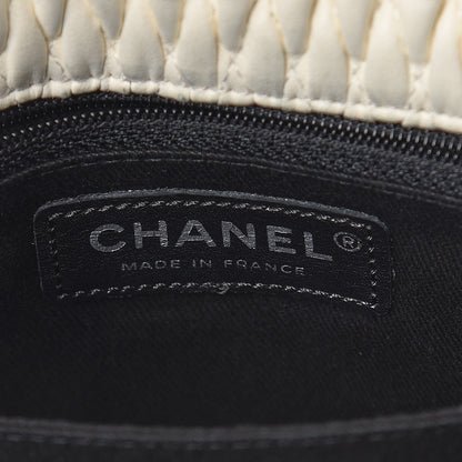 Chanel Vinyl Lambskin Quilted Shoulder Flap Beige Black 8 of 16