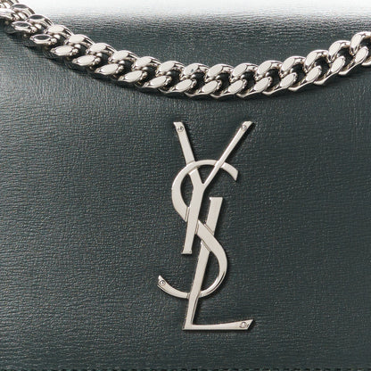 Saint Laurent Calfskin Medium Monogram Sunset Dark Green 9 of 11