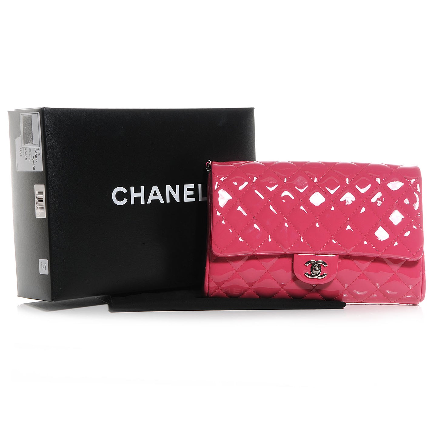 Patent Quilted Clutch with Chain Flap Pink