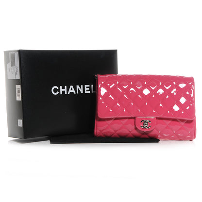 Chanel Patent Quilted Clutch with Chain Flap Pink 9 of 9