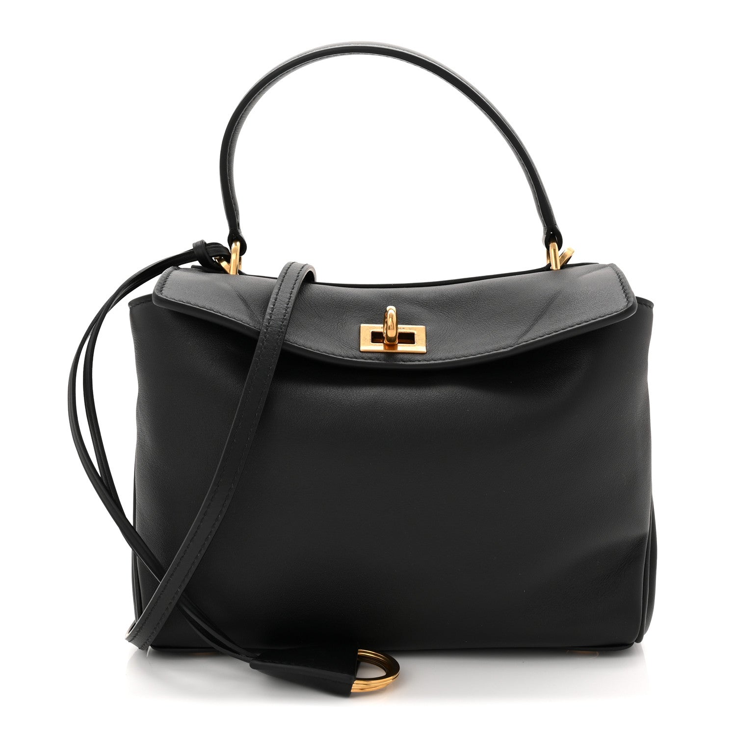 Balenciaga Natural Smooth Calfskin Mini Rodeo Top Handle Handbag Black 1 of 9