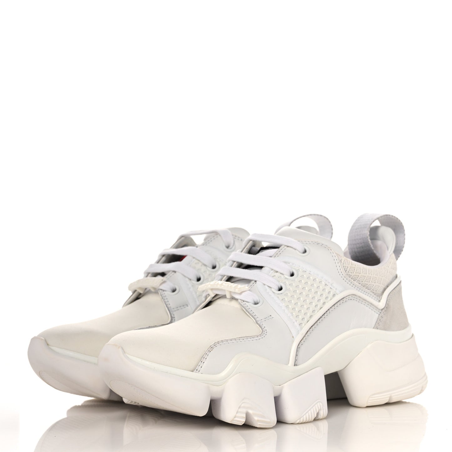 Neoprene Suede Mesh Baisse Jaw Low Sneakers 36.5 White